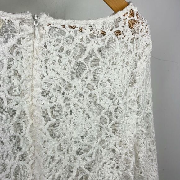 Umgee Lace Top Womens Scalloped Hem Boho Top size Small Ivory White - Picture 12 of 14